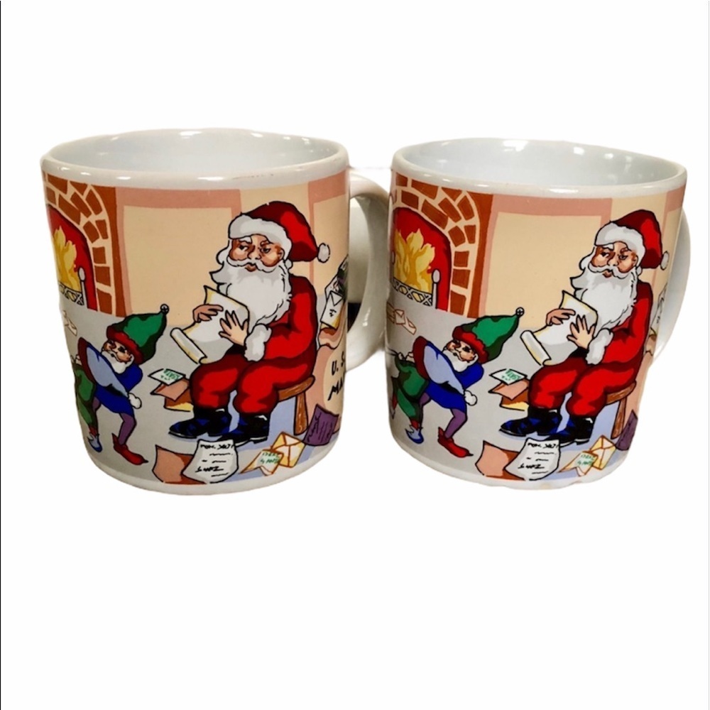 Sue Zipkin Christmas Fireplace Coffee Mug Set